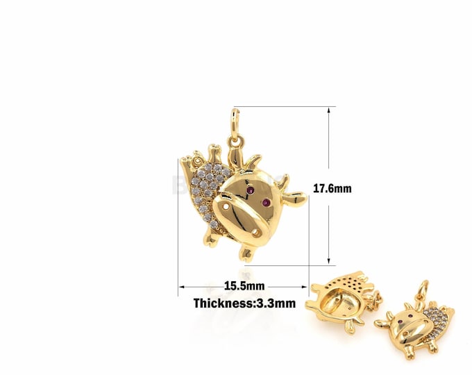 1PCS CZ Paving Cow Charm, Cute Animal Pendant Craft Supplies, Jewelry Making DIY Handmade Jewelry Necklace Bracelet Supplies 17.6x15.5x3.3mm