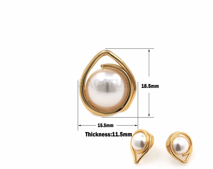 1PCS 18K Gold Filled Water Drop Pearl Pendant Teardrop Pearl Pendant Suitable for Bracelets, Necklaces, Jewelry Products 18.5x15.5x11.5mm