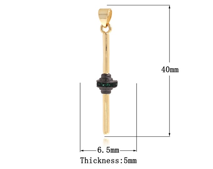 18K Gold Filled Single Row Zircon Pendant, Cubic Zirconia Pendant, Zircon Pave Pendant, Bar Necklace, Jewelry Accessories 40x6.5x5mm