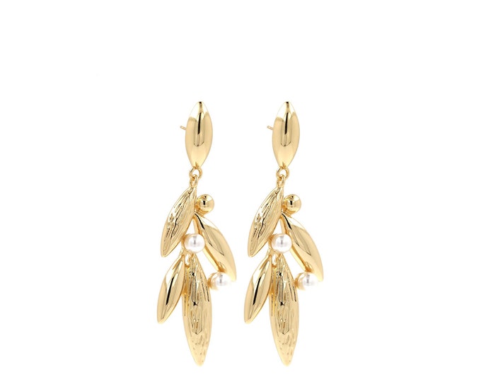 Dainty Drop Earrings, Boho Earrings, Water Drop Earrings, 18K Gold Filled Bar Earrings, Gift For Her, 74x27x14mm