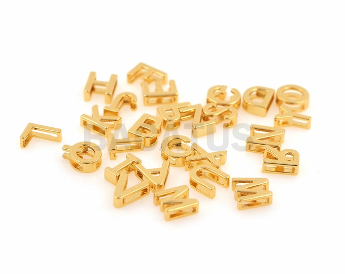 1PCS  Mini Letter Spacer Beads, Gold letter Ornaments, Letter Beads, Logo charm, Letter Necklace Suitable For Jewelry Making 3×6×8mm