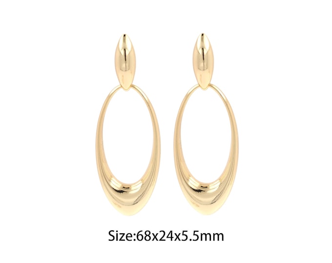 Boho Earrings, WaterDrop Earrings, 18K Gold Filled Bar Earrings, Water Drop Earrings,Gift For Her, 68x24x5.5mm
