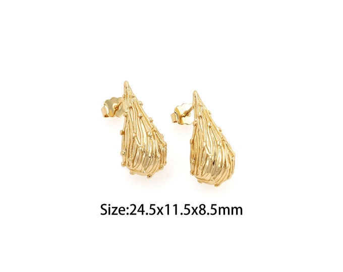 Boho Earrings, WaterDrop Earrings, 18K Gold Filled Bar Earrings, Water Drop Earrings,Gift For Her, 24.5x11.5x8.5mm