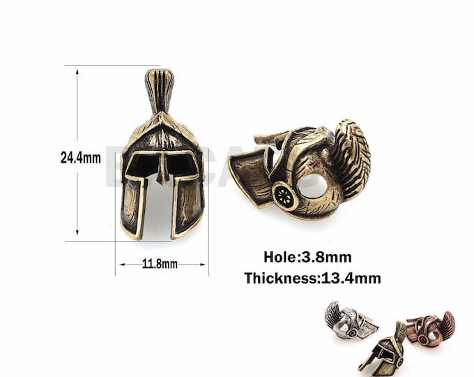 1PCS  Antique style high crown Spartan warrior helmet, ancient Roman warrior head beads, umbrella rope beads 24.4*11.8*13.4mm