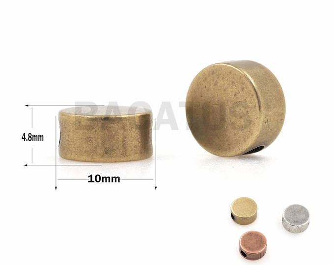 1PCS   Antique flat beads, metal glossy loose beads, used for bracelet/necklace jewelry bead accessories 10x4.8mm