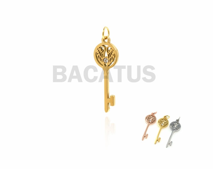 1pcs Stainless steel key,gold key necklace,key jewellery 32.7*10mm