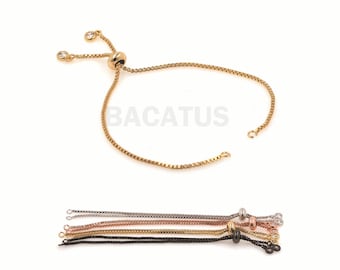 1pcs Adjustable Semi-Finished Bracelet Bracelet, Semi-Finished Stretch Chain, With Rubber Stopper Bracelet Box Chain