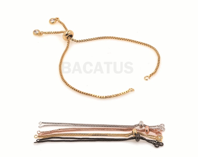 1pcs Adjustable Semi-Finished Bracelet Bracelet, Semi-Finished Stretch Chain, With Rubber Stopper Bracelet Box Chain