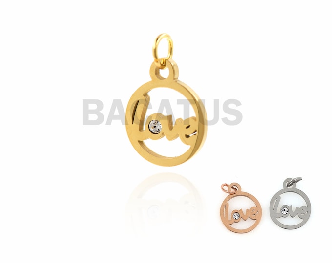 1pcs Stainless steel love necklace,couple pendant,love word jewelry,love word charm 18.3x12mm