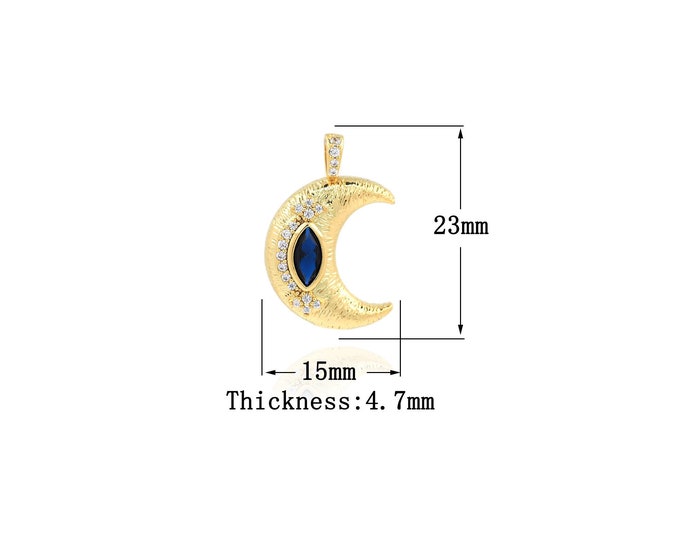 18K Gold Filled Moon pendant,Gold Dainty Moon Charms,Moon Charm Bracelet Necklace for DIY Jewelry Making Supply