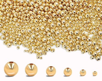 200 PCS,14K Gold Filled Spacer Round Beads,Gold Round Beads, DIY Bracelet Necklace Earrings Jewelry Making