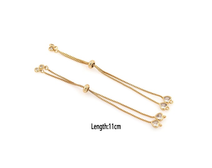 Women's Bracelets, Gift for Her, 18K Gold Filled Heart Bracelet,CZ Gold Bracelet,DIY Jewelry Supplies