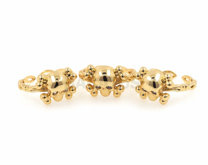 18K Gold Filled Skull ring, Adjustable Ring, Micro-pavé CZ Skull Ring, Adjustable Ring, Open Ring, Lucky Ring