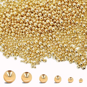 200 PCS,14K Gold Filled Spacer Round Beads,Gold Round Beads, DIY Bracelet Necklace Earrings Jewelry Making