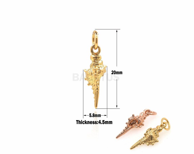 1PCS  18K CZ Natural Shell Pendant, Inlaid Shell Conch Pendant, Shell Jewelry Conch Charm DIY Jewelry Design 20x5.8x4.5mm