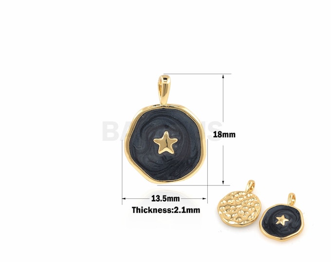 1PCS Gold Filled Enamel Polaris Pendant, Star Necklace, Enamel Star Charm, Enamel Charm, DIY Jewelry Making Accessories 18x13.5x2.1mm