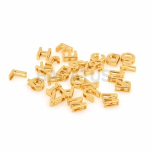 1PCS Mini Contas Espaçadoras de Letras, Enfeites de Letras Douradas, Contas de Letras, Pingente de Logotipo, Colar de Letras Adequado para Fabricação de Joias 3×6×8 mm