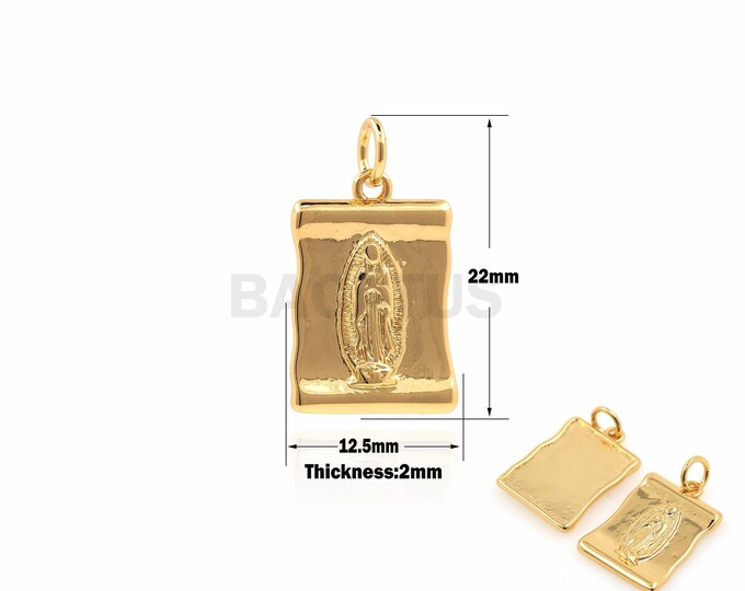 18K Gold filled Virgin Mary Necklace, Baptism GoldenReligious Necklace, Religious Jewelry,Virgin Mary Medal,Protection Necklace 22x12.5x2mm