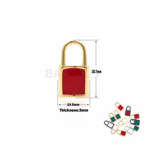 1PCS Gold-Plated Enamel Padlock Pendant, Red Gold Padlock Ornament, Padlock Charm, Used For Jewelry Making Supplies 19.7x10.5x3mm