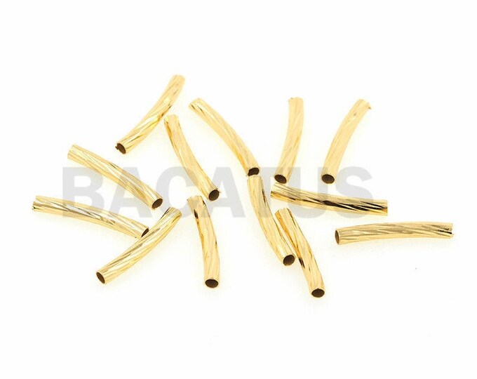 18K spacer pipe beads, brass pipe beads, metal pipe beads, straight pipe beads DIY jewelry accessories15x2mm 10pcs