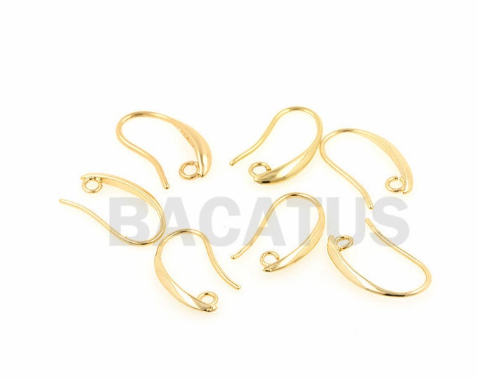 18K hook shaped earrings, French ear rope, copper ear rope, French hook ear rope DIY earring accessories  1 pair