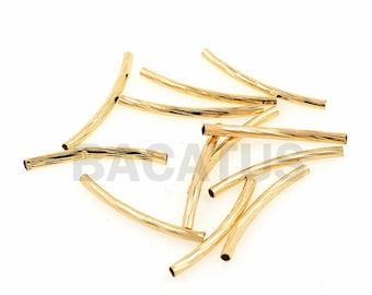 18K brass tube spacer，Tube Spacer Beads，Nickel-free DIY jewelry25x2mm 10pcs