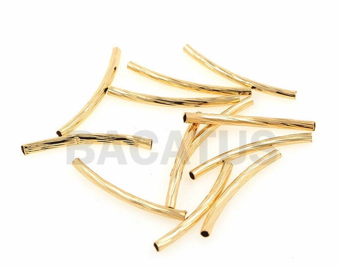 18K brass tube spacer，Tube Spacer Beads，Nickel-free DIY jewelry25x2mm 10pcs