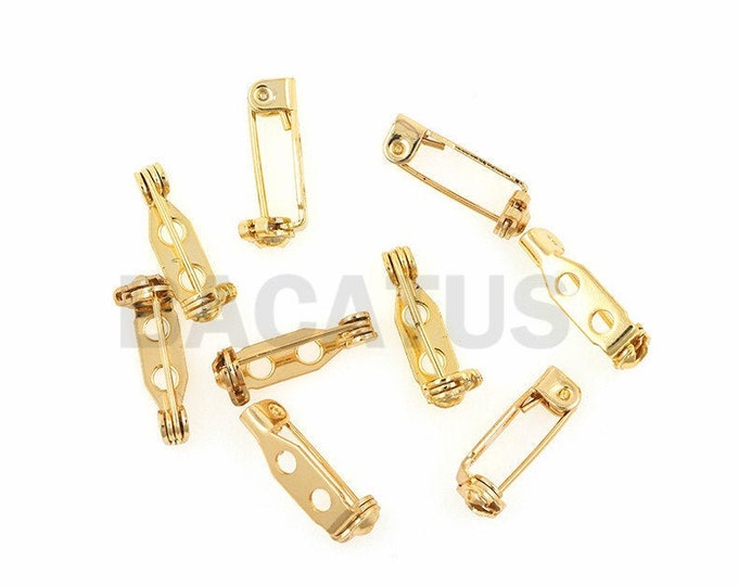 18K safety pin brooch, statement brooch, bridal brooch DIY jewelry accessories 5pcs