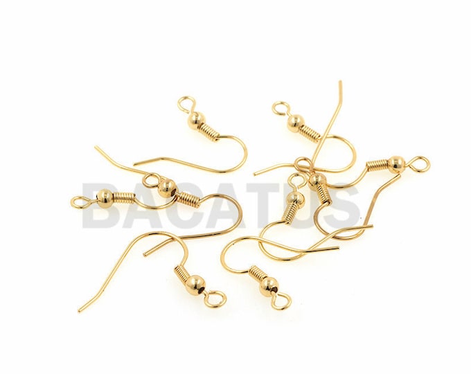 18K French hook earrings, copper wire hook earrings, DIY jewelry earrings accessories  1 pair