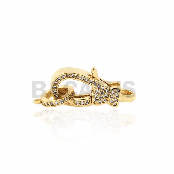 1pcs CZ lobster clasp,Lobster claw clasp connector, bracelet necklace jewelry making clasp 12.5x30x7mm