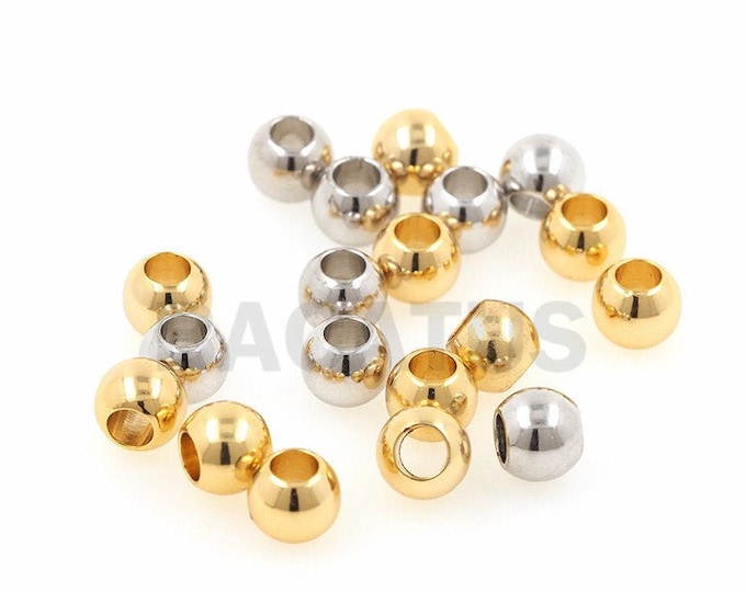 18K round gasket, brass gasket, micro gasket, large hole round beads 10pcs