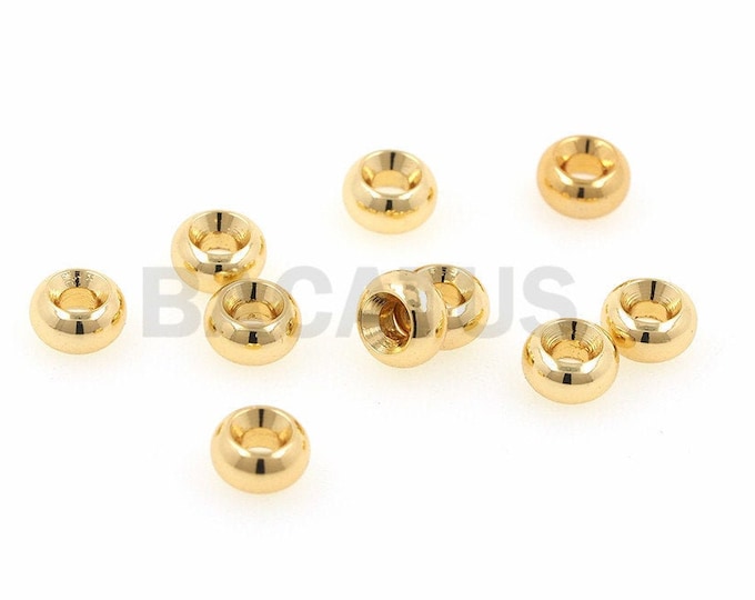 18K gold-plated copper flat beads, round spacer beads, DIY jewelry, bracelet, necklace, beaded accessories 10pcs