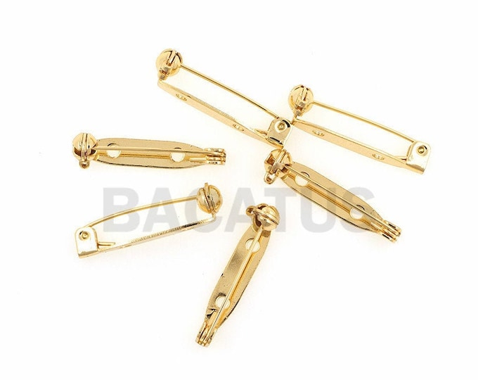 18K copper pin brooch, gold filled brooch, DIY brooch supplies accessories 5pcs