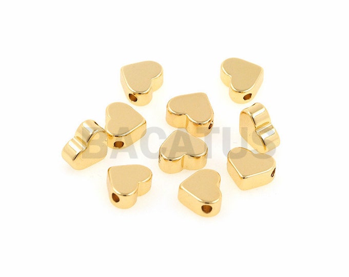 18K Gold heart spacer beads, brass spacer beads, careful spacer, heart beads, heart beads, DIY jewelry jewelry making supplies  10pcs