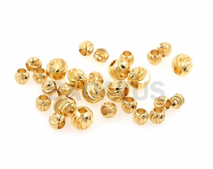 18K gear beads, round beads necklace pendant, DIY jewelry beaded gear loose beads accessories 10pcs
