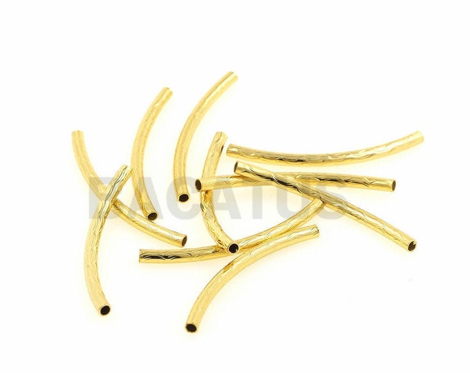 18K brass tube spacer，spacer tube beads，Tube Spacer Beads30x2mm 10pcs