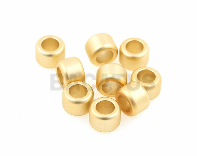 Barrel spacer beads, matte gold barrel, drum beads, DIY Bead Beading Supplies  1pcs