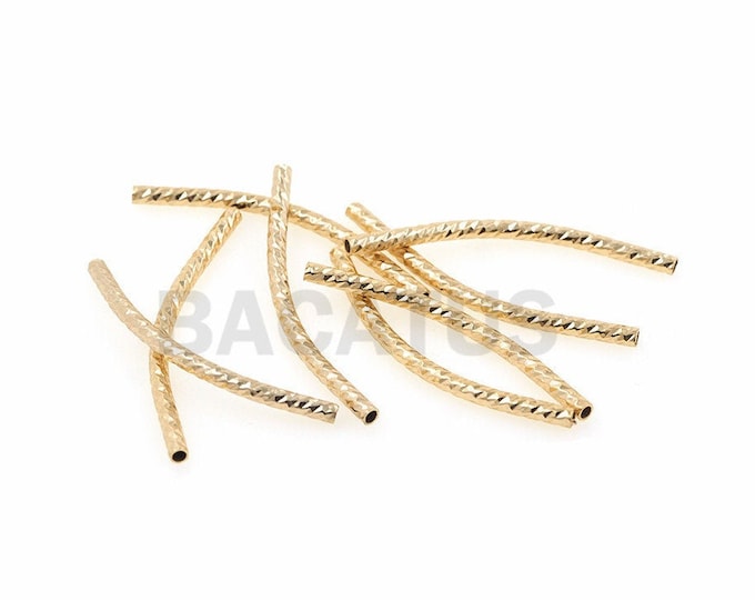 18K brass tube bead，long tube beads，Tube Spacer Beads，DIY Jewelry supplies34.6x2mm 10pcs