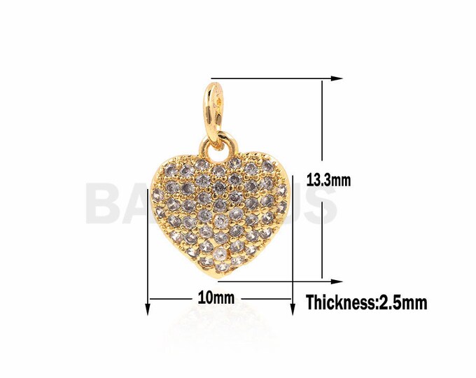 CZ small pendant, Heart-shaped pendant, heart-shaped necklace, love bracelet, Valentine's Day gift, DIY jewelryheart-shaped accessories 1pcs