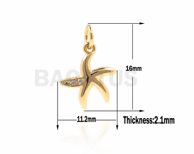 CZ five-pointed star pendant，18K gold-plated copper simple star necklaces, five-pointed star pendants 1pcs