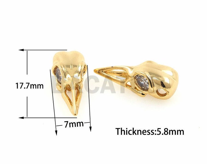 1pcs Bird skull beads,Jewelry Making Supplies,Simple  Animal Charms 5.8x7x17.7mm