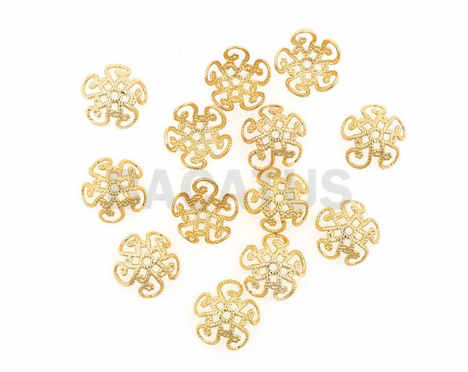 18K copper bead cover, metal bead end cover, Beaded hat, jewelry beaded hat,DIY jewelry bead cover accessories 10pcs
