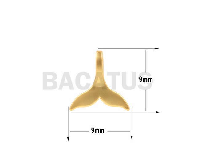 18K whale tail pendant, mermaid pendant, whale tail charm, pendant necklace making supplies 9x9mm 1PCS