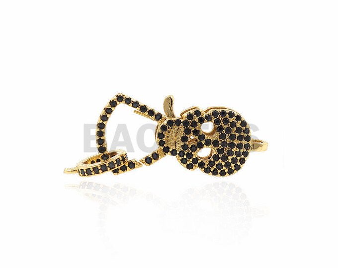 1pcs Skull lobster clasp,Clear CZ Pave Lobster Claw Clasp,DIY Jewelry Making 12x31x6mm