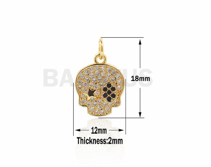 Skull necklace, CZ skull pendant, Halloween gift, skull pendant, used for jewelry making 18x12x2mm 1PCS
