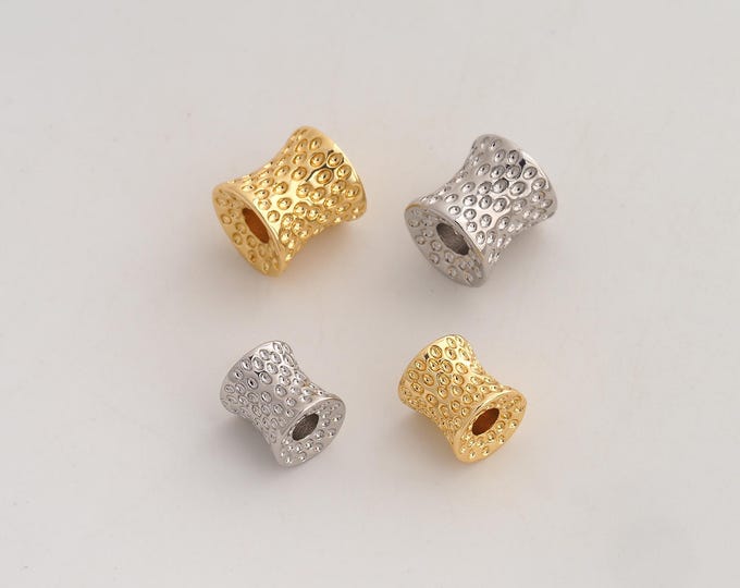 Gold Round Beads, 18K Gold Filld Tube Beads,for Jewelry Making Supplies,Big 10.4x10mm Hole 4mm Small 8.5x8.2mm Hole 3.2mm