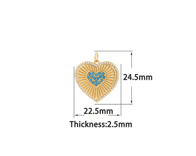 18K Gold Filled Heart Pendant,Gold Dainty Heart Charms,Simple pendant Bracelet Necklace for DIY Jewelry Making Supply