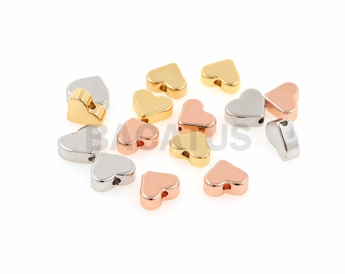 18K gold-plated metal heart-shaped beads, heart-shaped spacer beads, DIY jewelrybraceletnecklacebeaded accessories 10pcs