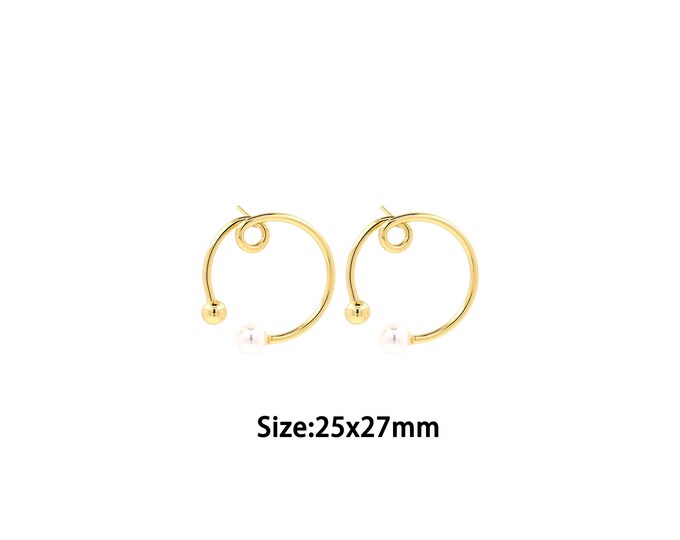 1pair 18K Gold Filling Round Stud Earrings,Gold Round Stud Earring,Simple Stud Earrings,Gift for Her