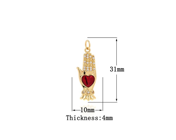 18K Gold Filled Hand Pendant, Gold Dainty Hand Charms,Simple pendant Bracelet Necklace for DIY Jewelry Making Supply